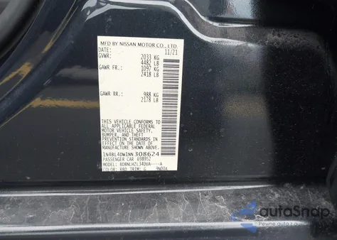 2022 Nissan Altima Sv Intelligent Awd из США, поврежденный, VIN 1N4BL4DW1NN308624